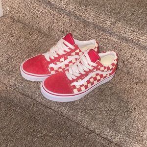Red Old Skool Checkered Vans